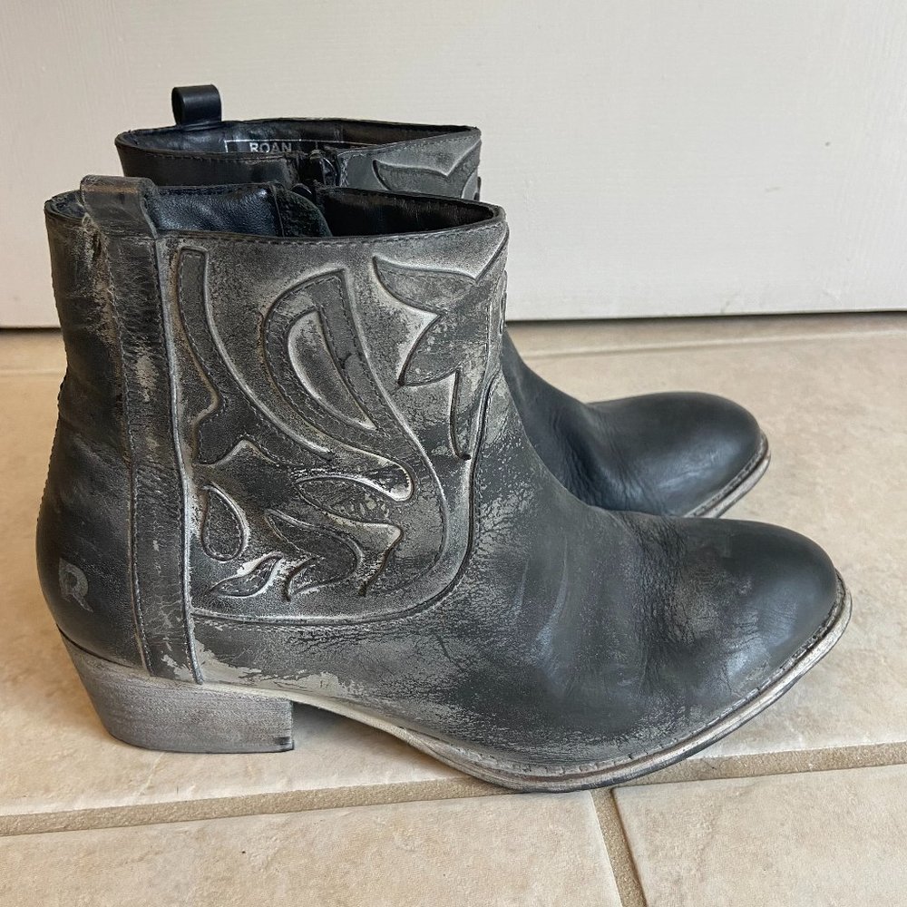 Women's Distressed Black Bootie - Size 8